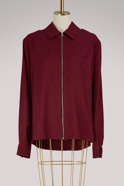 Shop Ami Alexandre Mattiussi Zipped Overshirt In Burgundy