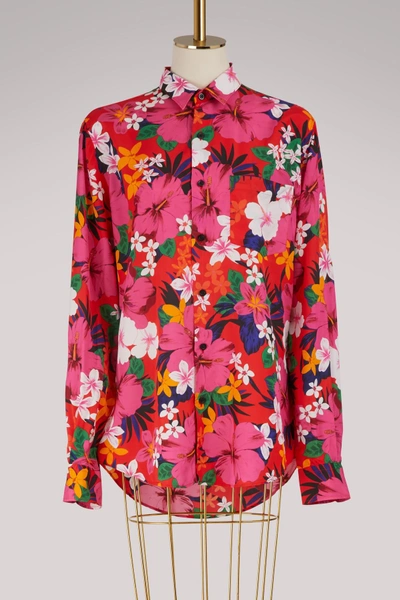 Shop Ami Alexandre Mattiussi Printed Flowers Shirt In Rouge
