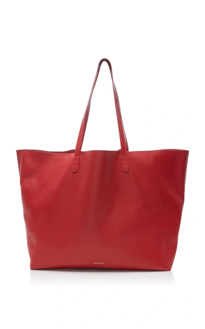 Shop Mansur Gavriel Oversized Leather Tote In Red