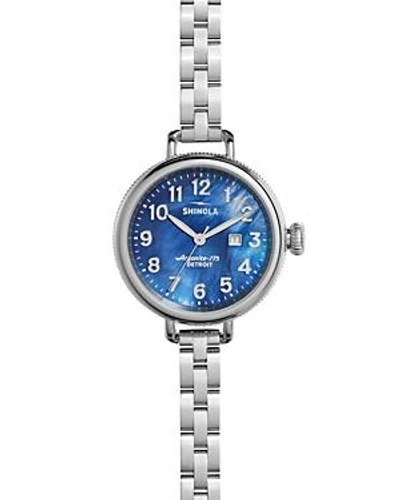 Shop Shinola The Birdy Mother-of-pearl Dial Watch, 34mm In Blue/silver