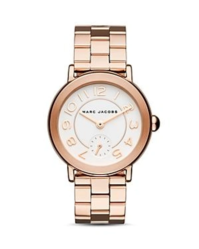 Shop Marc Jacobs Riley Watch, 36mm In White/rose Gold