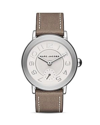 Shop Marc Jacobs Riley Leather Strap Watch, 36mm In White/brown