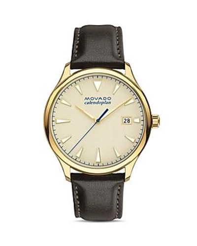 Shop Movado Heritage Calendoplan Watch, 40mm In White/black