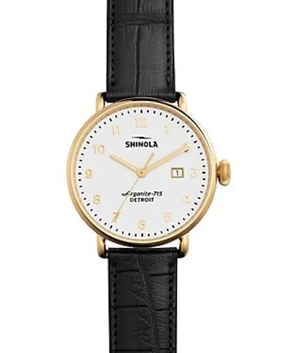 Shop Shinola The Canfield Alligator Strap Watch, 43mm In White/black