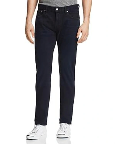 Shop S.m.n Studio Hunter Standard Slim Fit Jeans In Shadow In Dark Blue