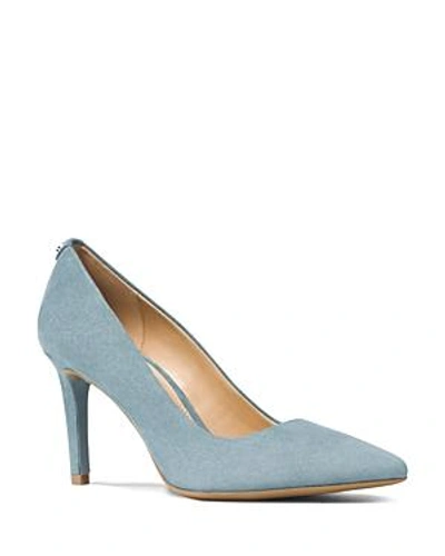 Shop Michael Michael Kors Dorothy Flex Suede Pointed Toe High-heel Pumps In Pale Blue