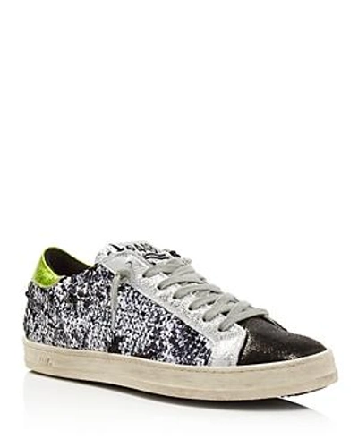 Shop P448 Women's John Sequined Low Top Lace Up Sneakers In Paillettes