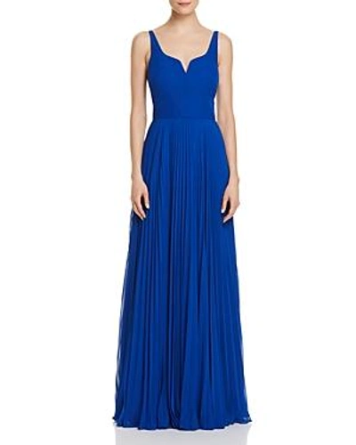 Shop Laundry By Shelli Segal Pleated Chiffon Gown In Vibrant Blue