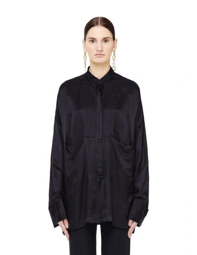 Shop Ann Demeulemeester Ascot Collar Rayon And Silk Blouse In Black