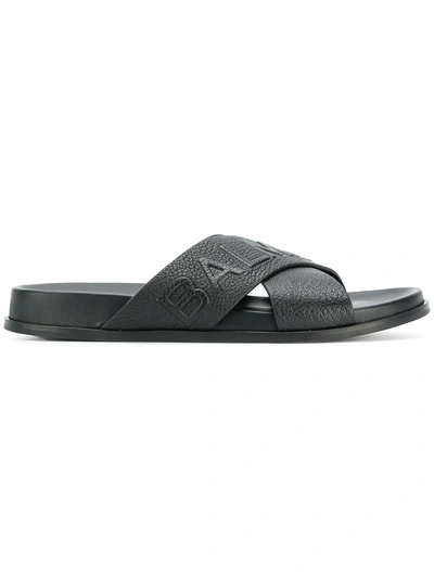 Shop Balmain Logo Open-toe Sandals - Black