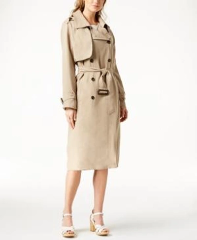 Shop Joa Double-breasted Trench Coat In Latte