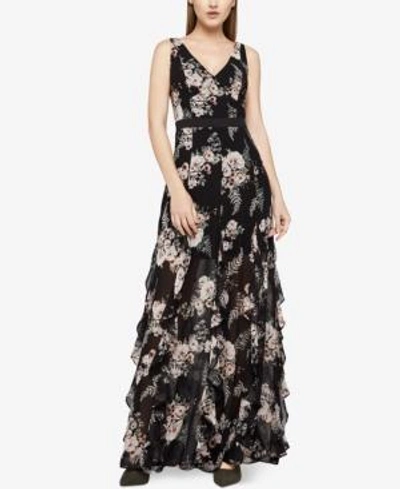 Shop Bcbgeneration Floral-print Ruffled Maxi Dress In Black Multi