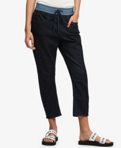 Shop Dkny Denim Track Pants, Created For Macy's In Indigo