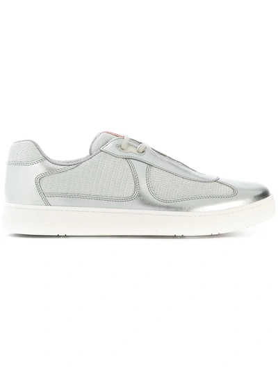 Shop Prada Panelled Low-top Sneakers In Grey