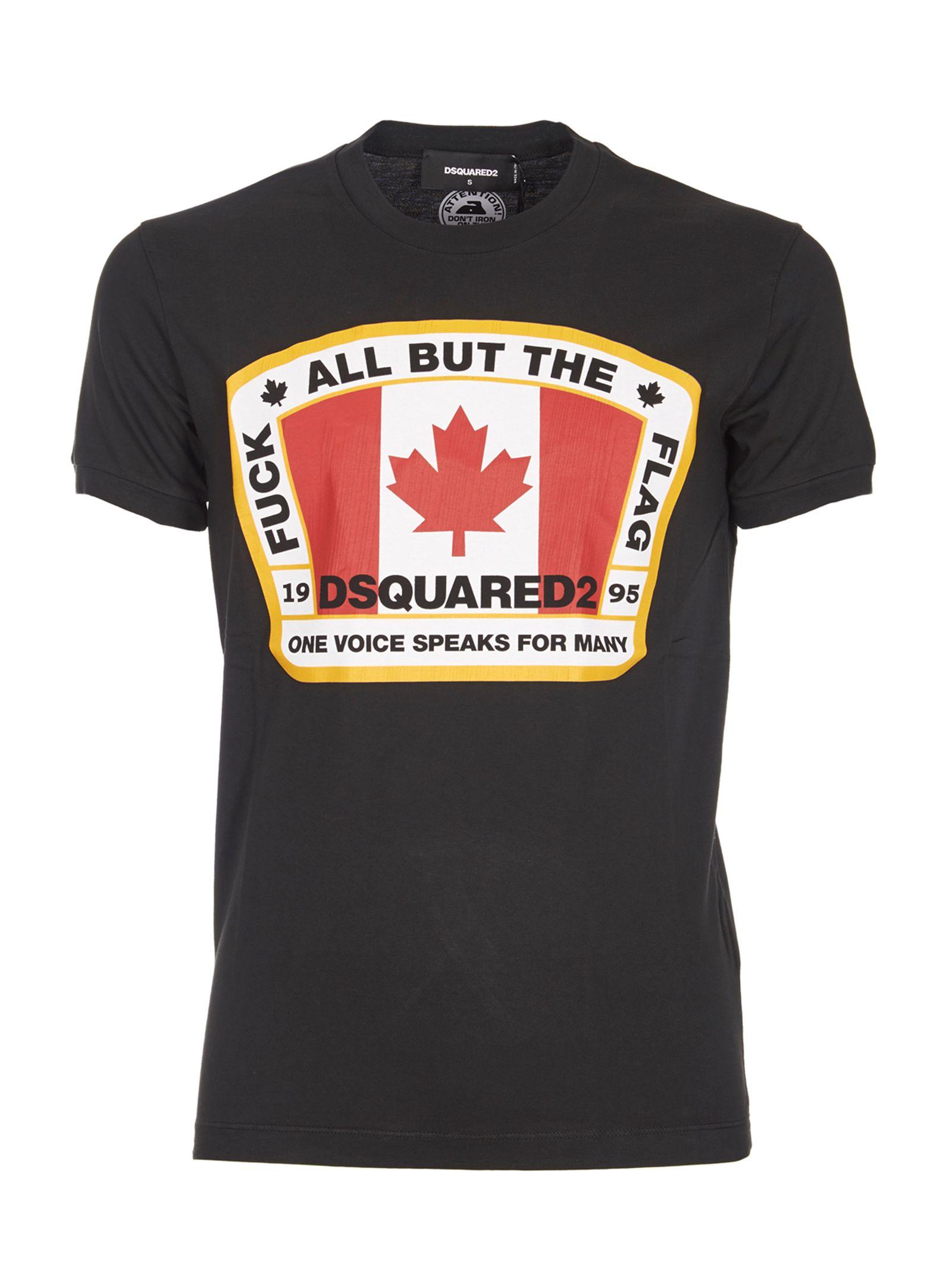 Dsquared2 Canadian Flag-print Cotton-jersey T-shirt In Black | ModeSens