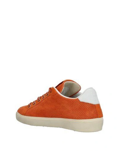 Shop Leather Crown Sneakers In Orange