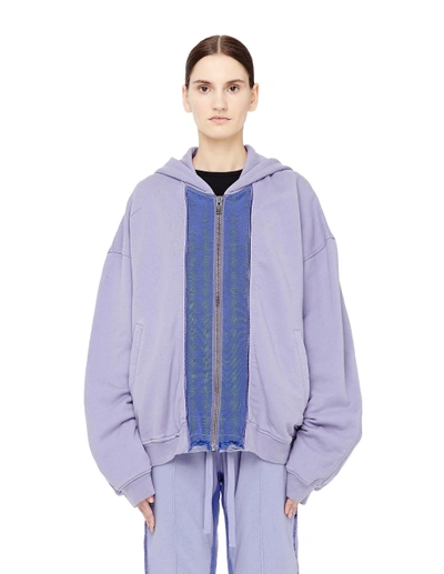 Shop Haider Ackermann Lilac Cotton Zip-up Hoodie In White