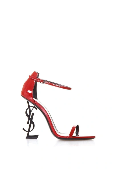 Shop Saint Laurent Opyum Red Patent Leather Sandals