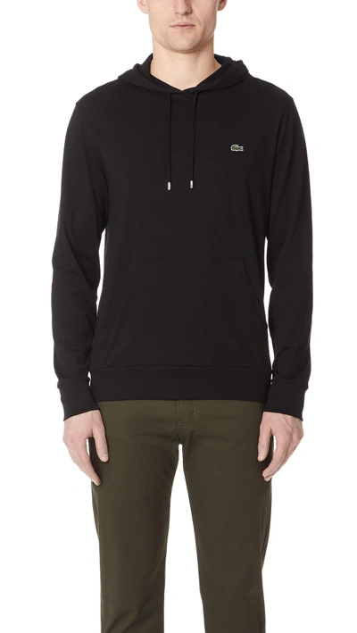 Shop Lacoste Pullover Jersey Hoodie In Black