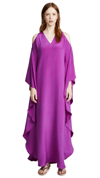 Shop Roberto Cavalli V Neck Cold Shoulder Dress In Bellflower