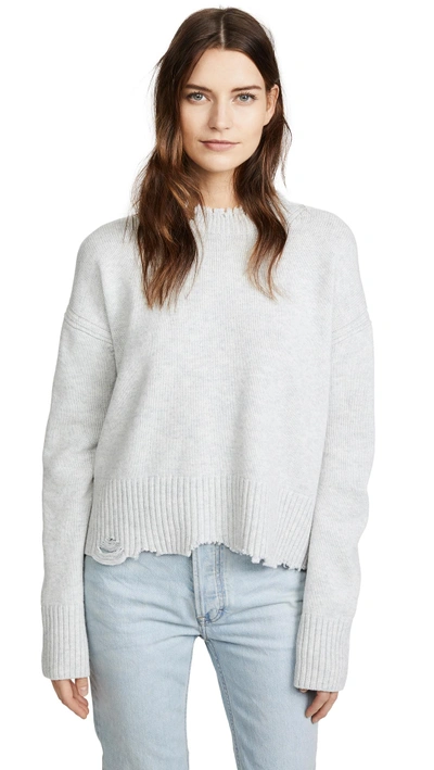 Shop Helmut Lang Distressed Crew Sweater In Snowstorm