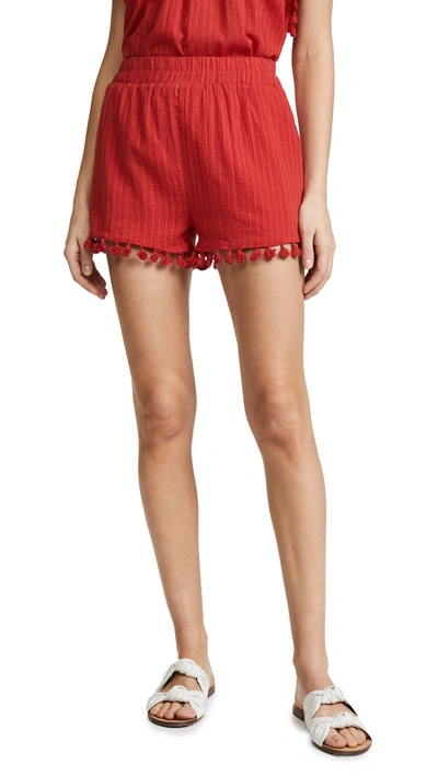Shop Moon River Pom Pom Shorts In Red