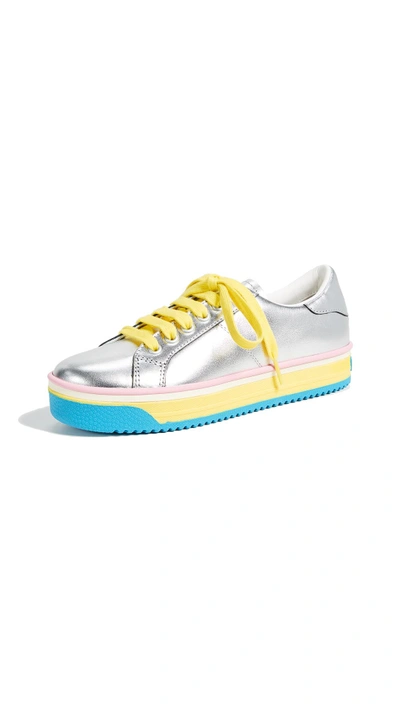 Shop Marc Jacobs Empire Multi Color Sole Sneakers In Silver/yellow Multi