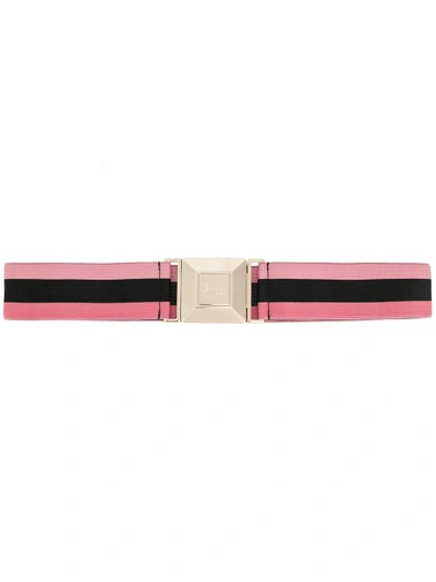 Shop Gucci Square Buckle Waist Belt In Pink & Purple