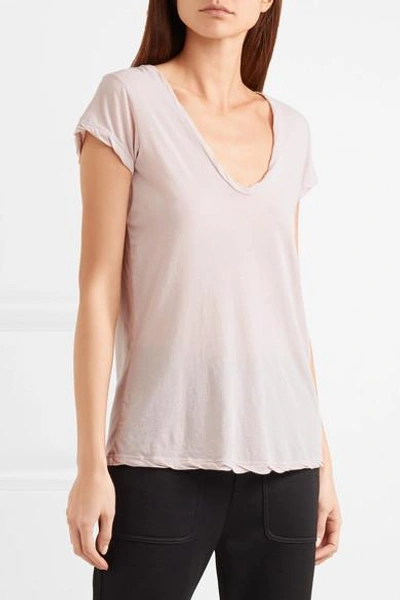 James Perse High Gauge Jersey Deep V Tee In Pink