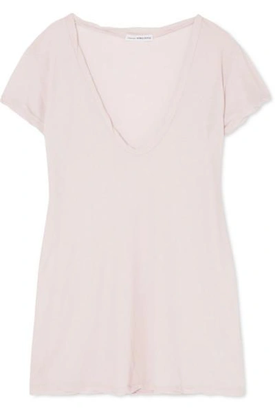 James Perse High Gauge Jersey Deep V Tee In Pink