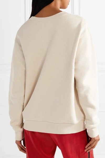 Shop Gucci Oversized Printed Cotton-terry Sweatshirt In Ecru