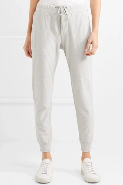 Shop James Perse Cotton-twill Track Pants In Light Gray