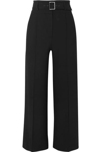 Shop Veronica Beard Lyla Cropped Crepe Wide-leg Pants In Black