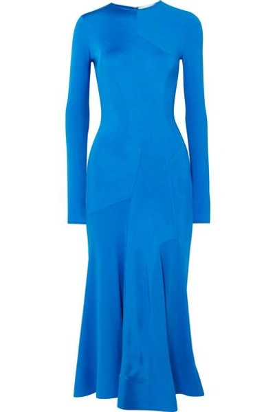 Shop Esteban Cortazar Paneled Stretch-jersey Midi Dress In Cobalt Blue