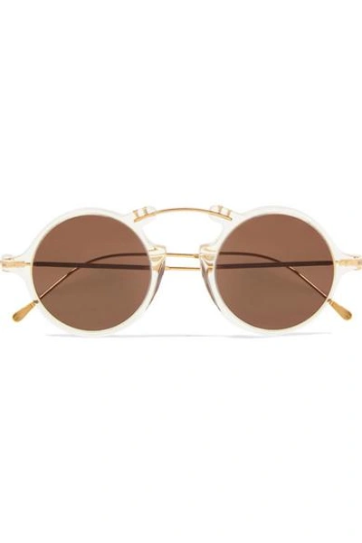 Shop Illesteva Roma Ii Round-frame Acetate And Gold-tone Sunglasses In Ivory