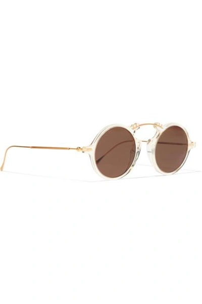 Shop Illesteva Roma Ii Round-frame Acetate And Gold-tone Sunglasses In Ivory
