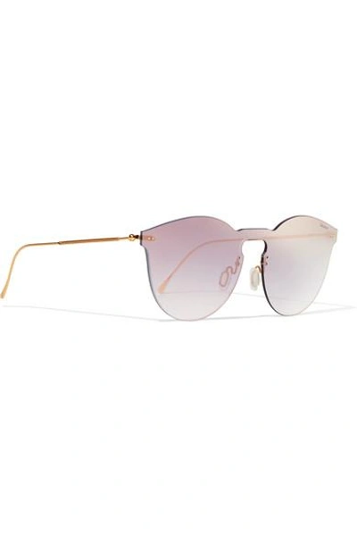 Shop Illesteva Leonard Ii Mask Round-frame Gold-tone Mirrored Sunglasses In Pink