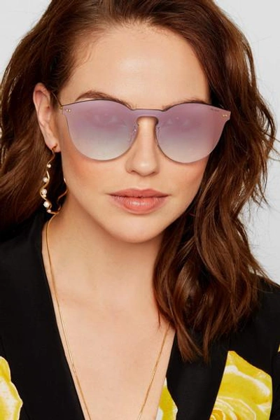 Shop Illesteva Leonard Ii Mask Round-frame Gold-tone Mirrored Sunglasses In Pink