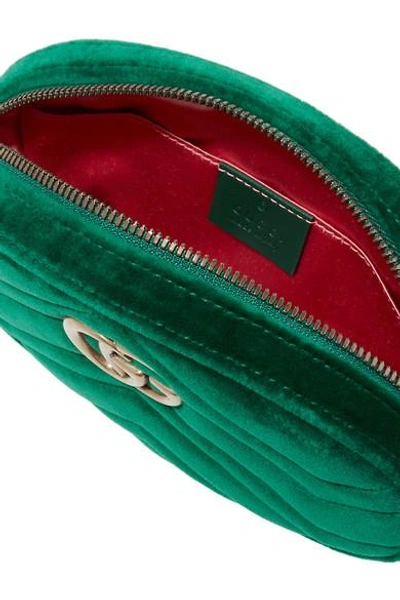 Shop Gucci Gg Marmont Quilted Velvet And Leather Belt Bag