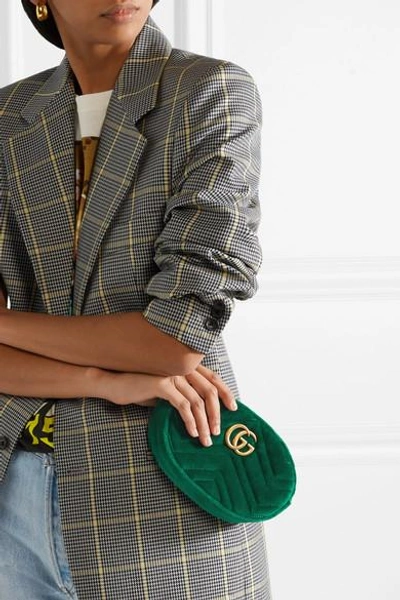 Shop Gucci Gg Marmont Quilted Velvet And Leather Belt Bag