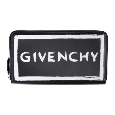 Shop Givenchy Black Logo Zip Around Wallet