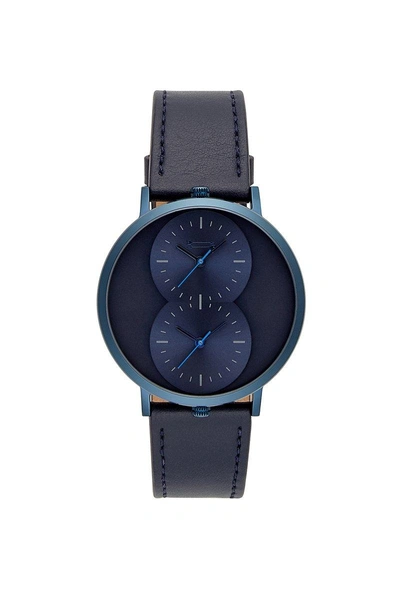 Shop Rebecca Minkoff Griffith Blue Ion Plated Tone Blue Strap Watch, 43mm