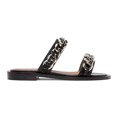 Shop Givenchy Black Double Band Chain Sandals In 001 Black