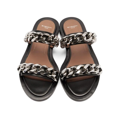 Shop Givenchy Black Double Band Chain Sandals In 001 Black