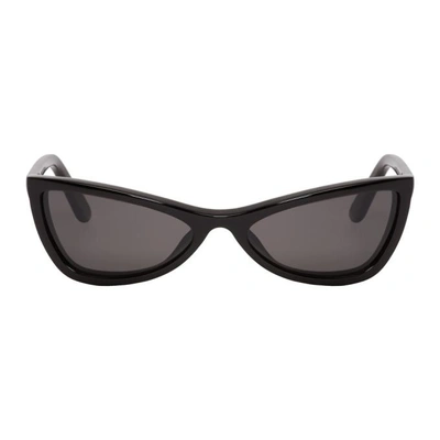Shop Balenciaga Black Thin Cat-eye Sunglasses In 01a Shinybl