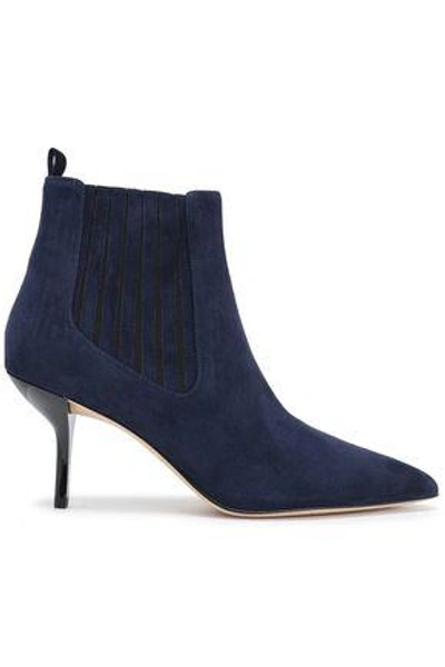 Shop Diane Von Furstenberg Woman Mollo Suede Ankle Boots Midnight Blue