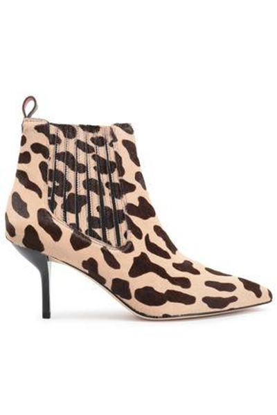 Shop Diane Von Furstenberg Woman Leopard-print Calf Hair Ankle Boots Animal Print