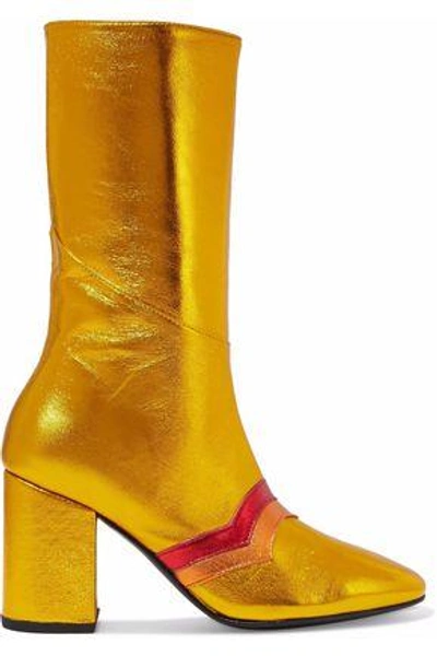 Shop Mr By Man Repeller Woman Appliquéd Metallic Leather Boots Gold