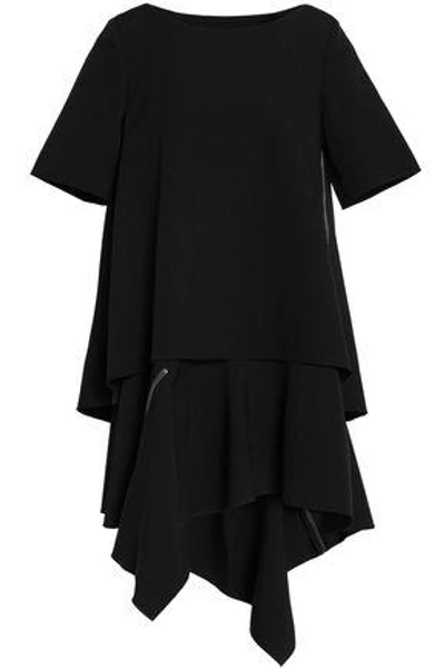 Shop Paper London Woman Layered Crepe Mini Dress Black