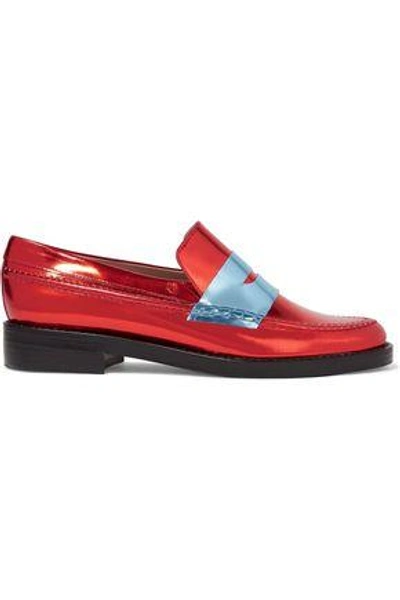 Shop Mr By Man Repeller Woman Embossed Velvet Loafers Red